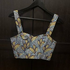 Tropical Leaf Print Crop Top